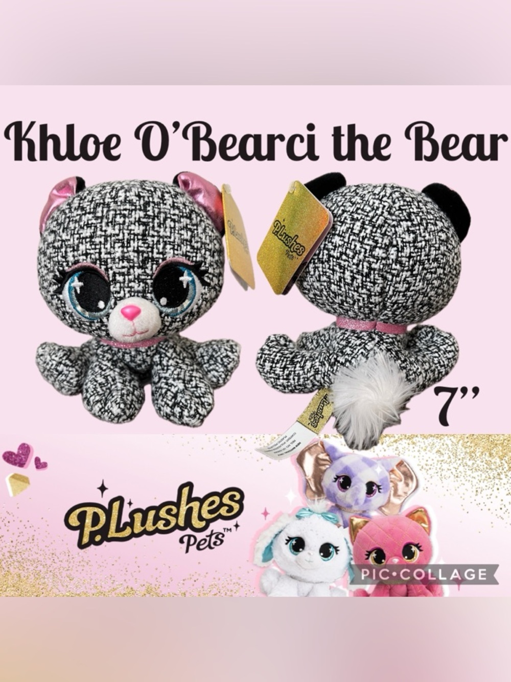✨GUND✨P.Lushes Pets✨Designer Fashion Pets✨Khloe O’Bearci the Bear✨7” Plush✨